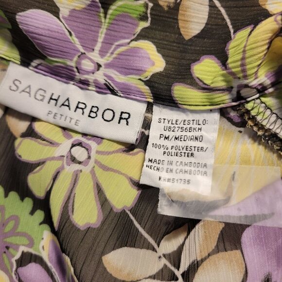 "Sag Harbor " Woman's shirt sleeve sheer top Size: PM Pre-owned - Picture 5 of 6